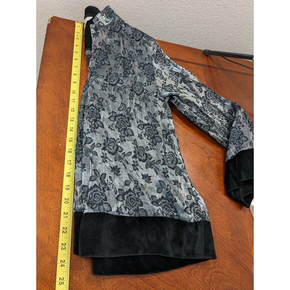 Jones New York Floral S White Black Blouse Button Up Collared Tiered Top‎ Staple - Picture 8 of 10